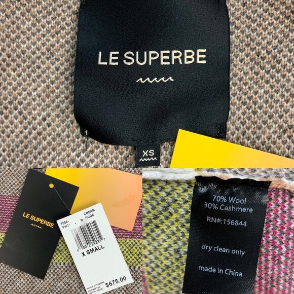 Le Superbe Cream Meditation Cardigan Sweater XS Fringe Wool Cashmere Western - Picture 5 of 12